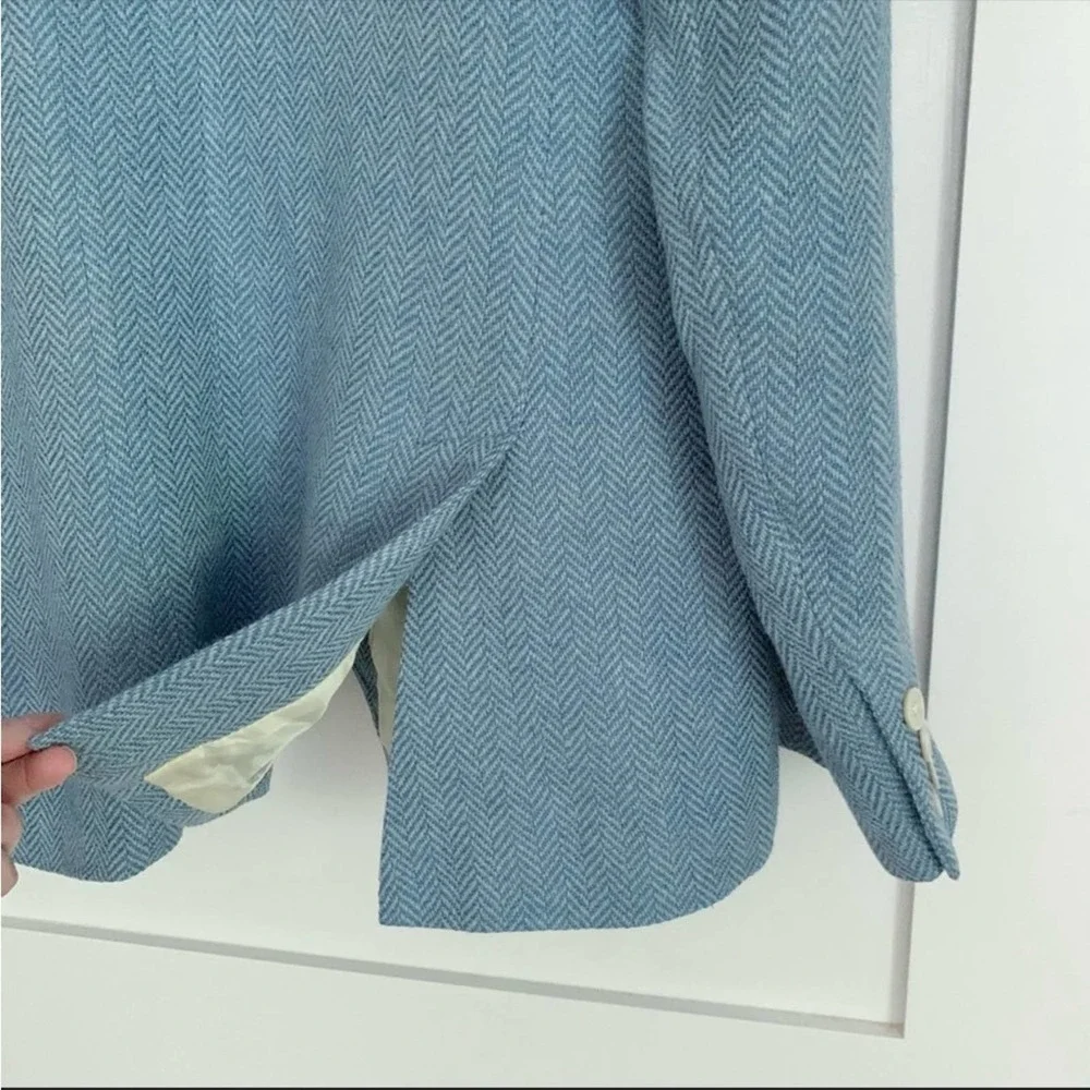 New Polo Ralph Lauren Blazer Blue Herringbone Linen Silk - Picture 8 of 16